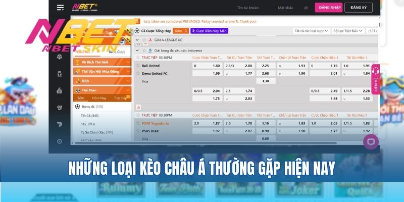 Những loại kèo châu Á thường gặp hiện nay